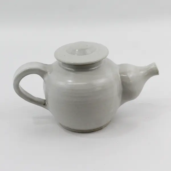 Signed Handmade Small Light Gray Ceramic Teapot 4.5"