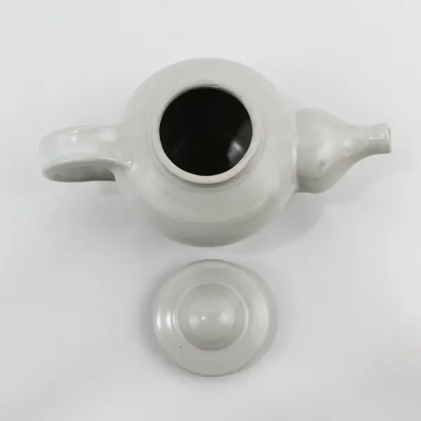 Signed Handmade Small Light Gray Ceramic Teapot 4.5"