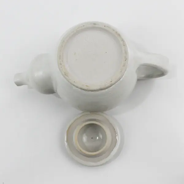 Signed Handmade Small Light Gray Ceramic Teapot 4.5"