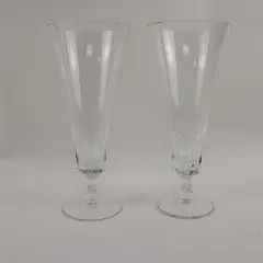 Lot of 2 RCR 70's Vintage Crystal Champagne Flutes Clear