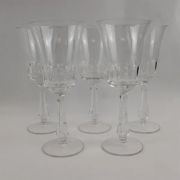 Set of 5 Vintage 60s Fostoria Georgian Crystal Stemmed Water Goblet
