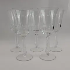 Set of 5 Vintage 60s Fostoria Georgian Crystal Stemmed Water Goblet