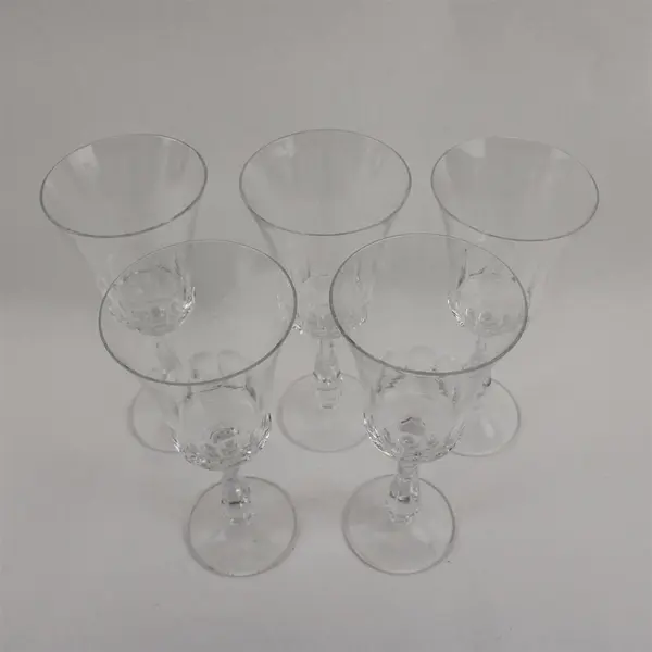 Set of 5 Vintage 60s Fostoria Georgian Crystal Stemmed Water Goblet