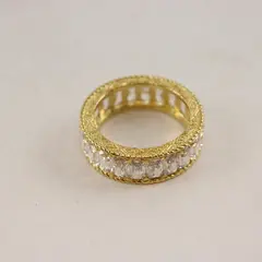 Judith Ripka Baguette Cut Cubic Zirconia Yellow Gold-Tone Eternity Ring Size 7