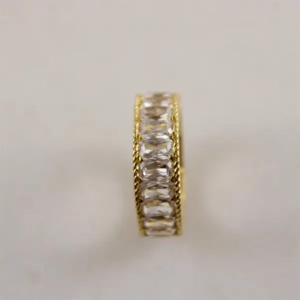 Judith Ripka Baguette Cut Cubic Zirconia Yellow Gold-Tone Eternity Ring Size 7