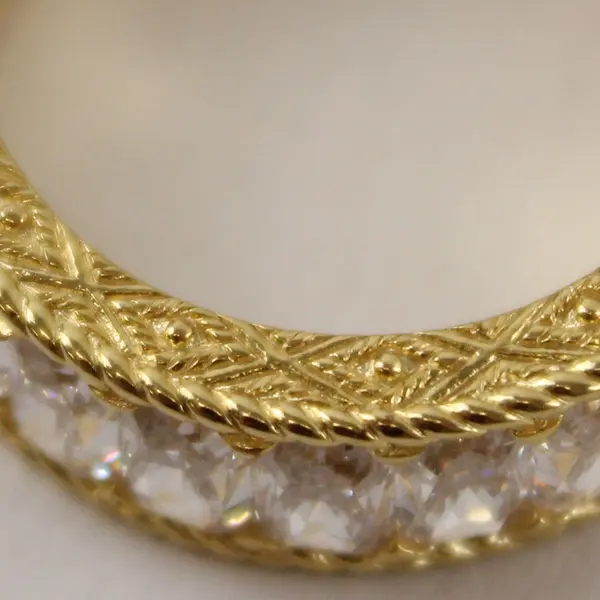Judith Ripka Baguette Cut Cubic Zirconia Yellow Gold-Tone Eternity Ring Size 7