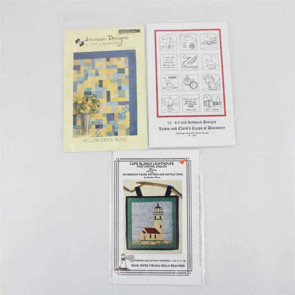 Lot of 3 Sewing Patterns Sandra Kintz Redwork Atkinson Quilting