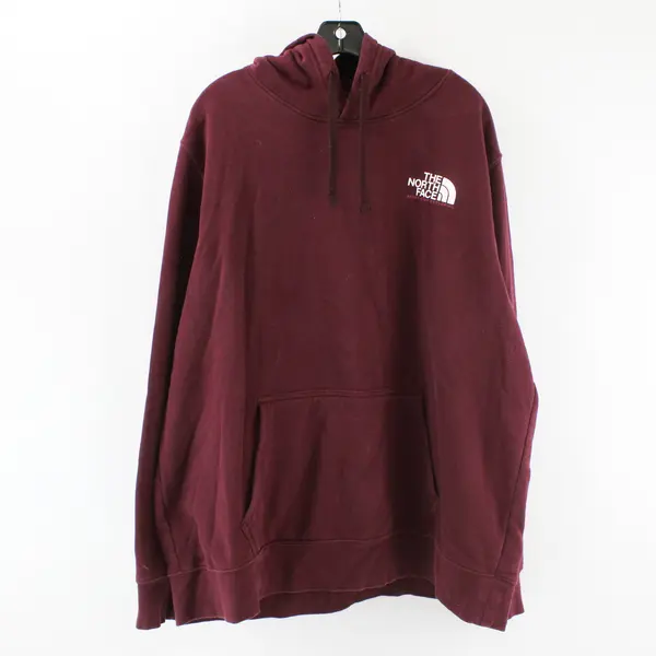 North Face Hoodie Mens 2XL Maroon Logo Pullover Sweatshirt