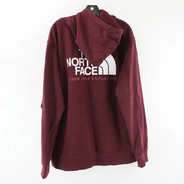 North Face Hoodie Mens 2XL Maroon Logo Pullover Sweatshirt