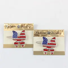 Lot of 2 USA Flag Butterfly Hair Barrettes Fashion Jewelry Pre-Owned