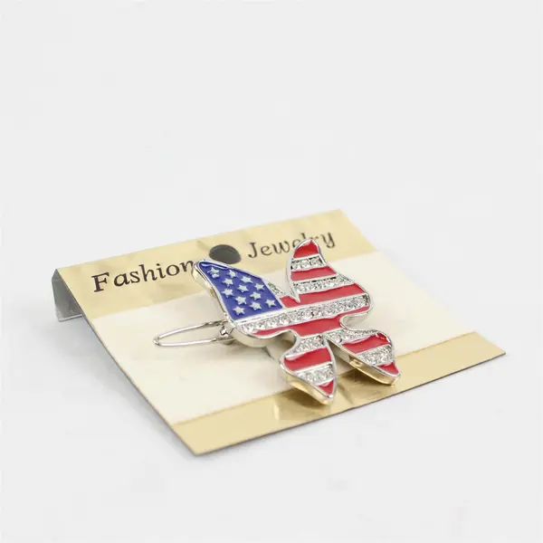 Lot of 2 USA Flag Butterfly Hair Barrettes Fashion Jewelry Pre-Owned
