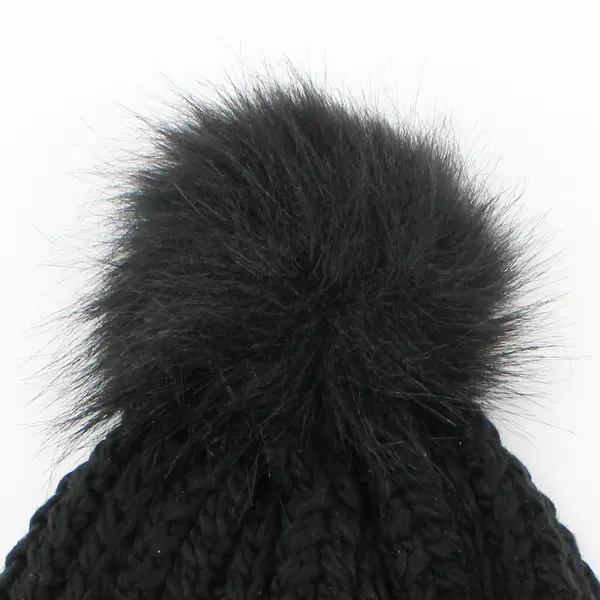 West Loop Black Basic Pom Beanie Knit 