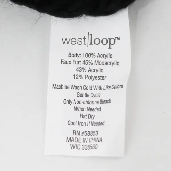 West Loop Black Basic Pom Beanie Knit 