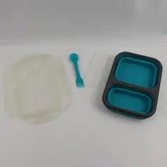 Unbranded Teal Blue Collapsible 2-Compartment Food Storage Container w/ Lid