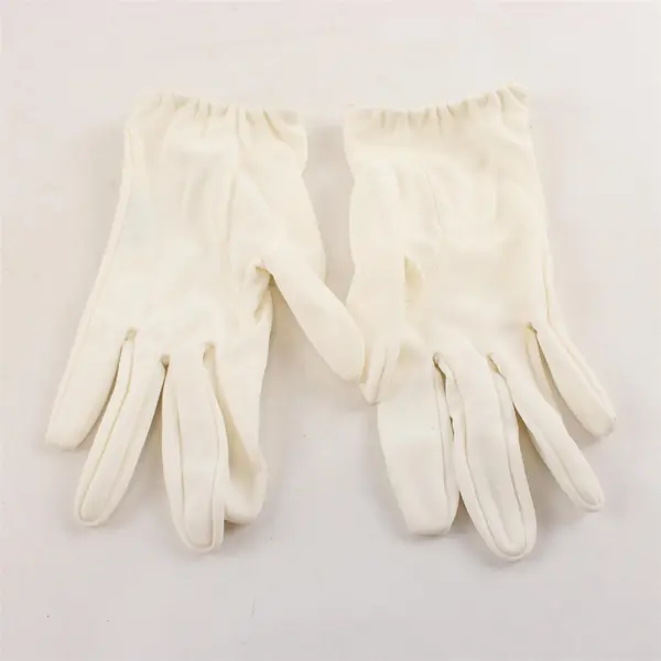 Miss Aris White Stretch Nylon Gloves Faux Pearls