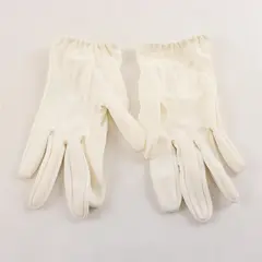 Miss Aris White Stretch Nylon Gloves Faux Pearls
