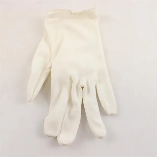 Miss Aris White Stretch Nylon Gloves Faux Pearls
