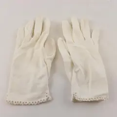 Miss Aris White Stretch Nylon Gloves Eyelet Trim