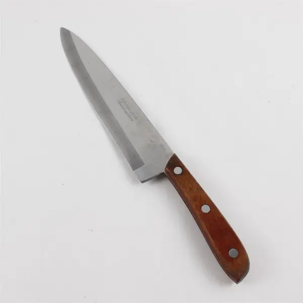 Vintage Japanese KitchenDelite 9in Stainless Steel Kitchen Knife Wood Handle