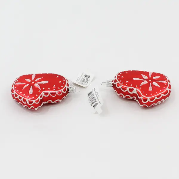 Lot of 2 Dept 56 Red Christmas Mittens With White Snowflakes 