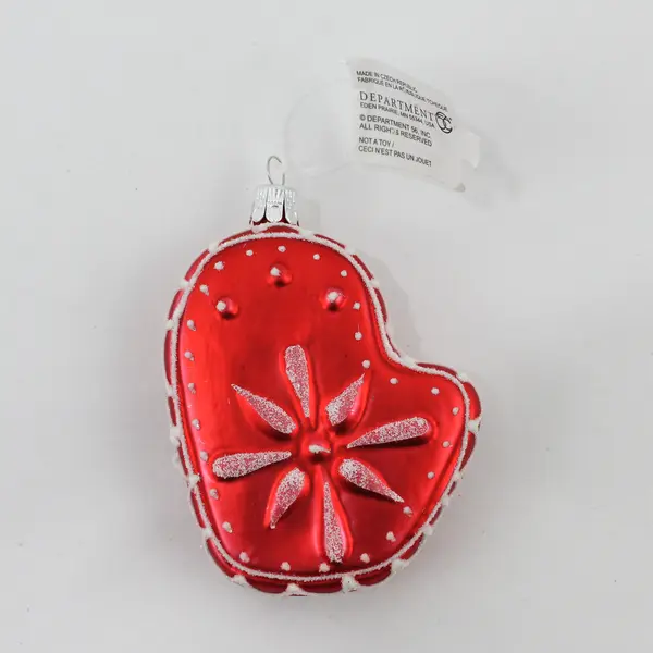 Lot of 2 Dept 56 Red Christmas Mittens With White Snowflakes 