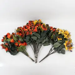 Lot of 3 Blooming Autumn Artificial Bouquets Indoor Floral Decor