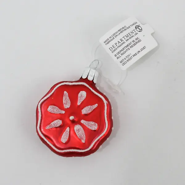 Lot of 2 Dept 56 Small Round Red Christmas  Ornaments 