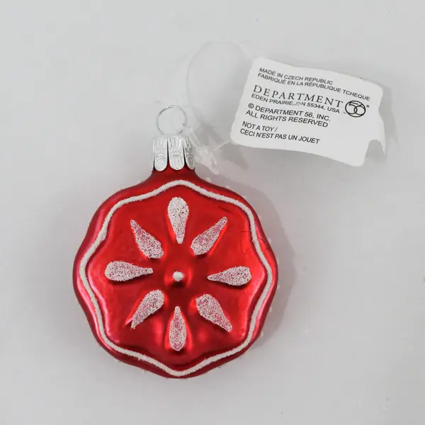 Lot of 2 Dept 56 Small Round Red Christmas  Ornaments 