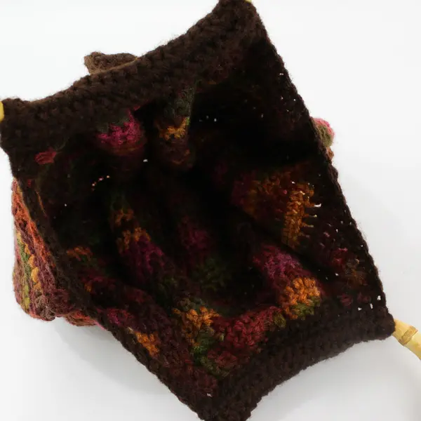 Multicolor Crocheted Boho Bamboo Top Handle Purse