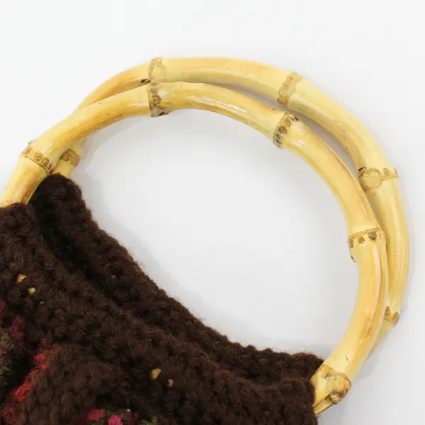 Multicolor Crocheted Boho Bamboo Top Handle Purse