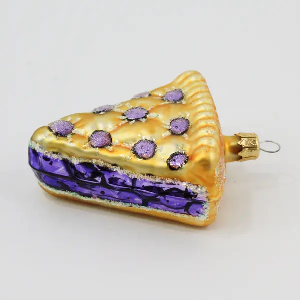 Vintage Blueberry Pie Slice Glass Ornament Good Condition