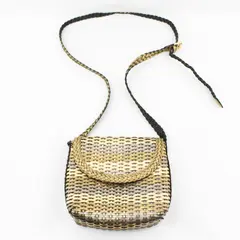 CEM Silver and Gold Braided Faux Leather Crossbody Purse