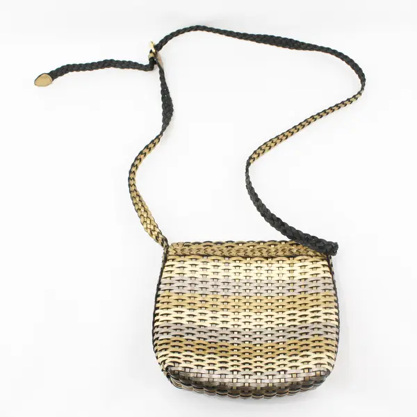 CEM Silver and Gold Braided Faux Leather Crossbody Purse