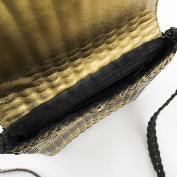 CEM Silver and Gold Braided Faux Leather Crossbody Purse