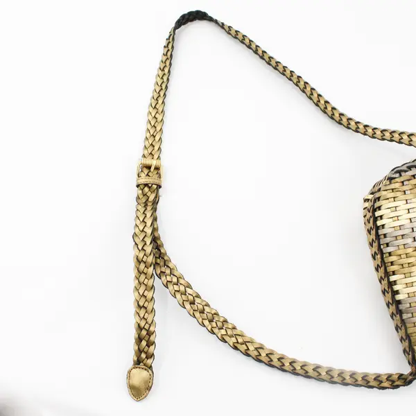 CEM Silver and Gold Braided Faux Leather Crossbody Purse