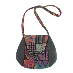 Vintage Multicolor Cityscape Boho Tapestry Crossbody Purse
