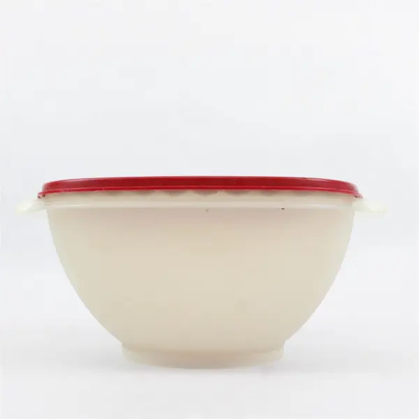Tupperware 858-5 859-3 Off-White Translucent Bowl Red Lid