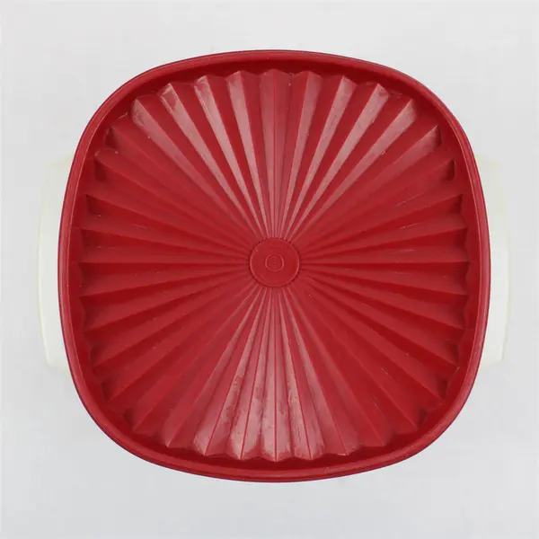 Tupperware 858-5 859-3 Off-White Translucent Bowl Red Lid