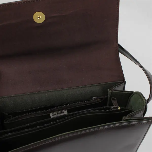 Le Bong Glossy Brown Faux Alligator Crossbody Purse