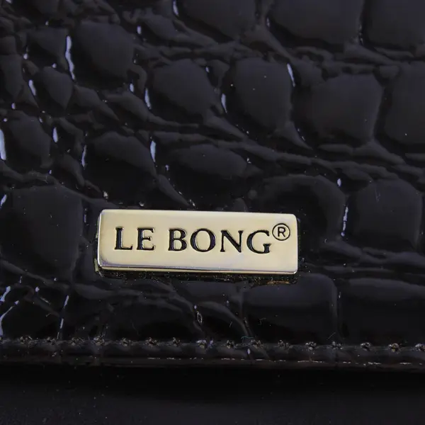 Le Bong Glossy Brown Faux Alligator Crossbody Purse