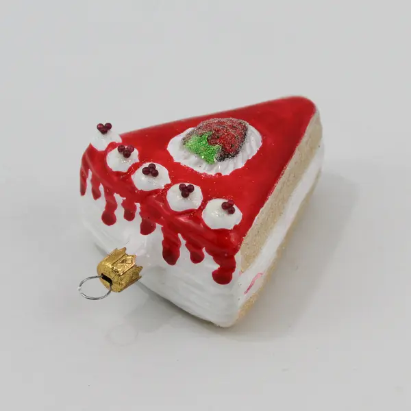 Vintage Kurt Adler Strawberry Cheesecake Slice Ornament Red Gold White Good
