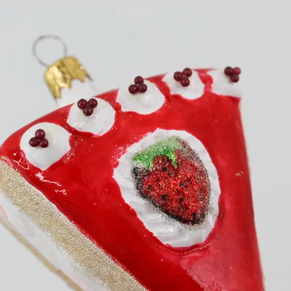 Vintage Kurt Adler Strawberry Cheesecake Slice Ornament Red Gold White Good