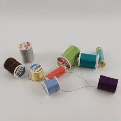 Lot of 9 Assorted Color Sewing Thread Spools Pre-Owned