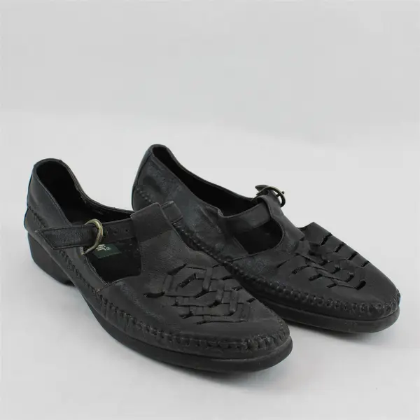 Active Air Women's Black Woven Leather Mary Jane Flats 8M