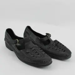 Active Air Women's Black Woven Leather Mary Jane Flats 8M