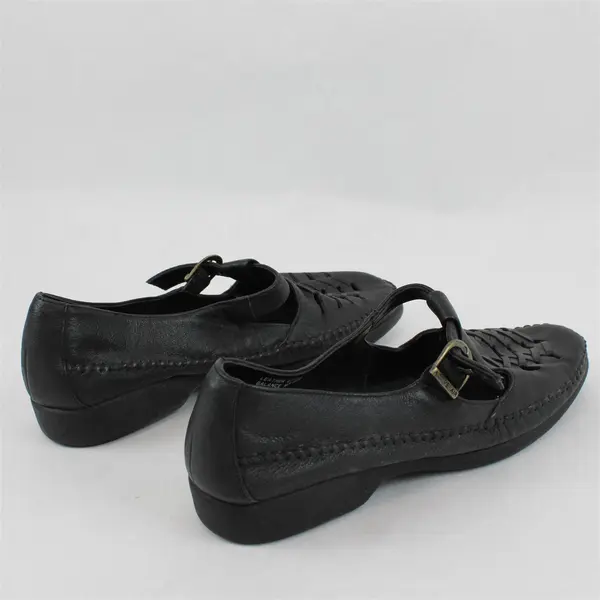 Active Air Women's Black Woven Leather Mary Jane Flats 8M