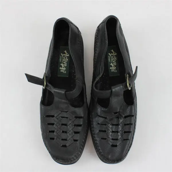 Active Air Women's Black Woven Leather Mary Jane Flats 8M
