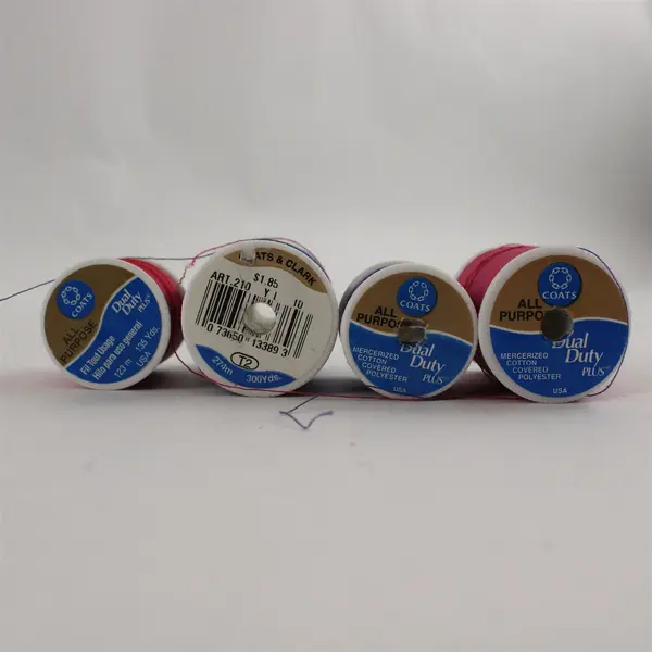 Coats & Clark Lot of 7 Sewing Thread Spools Assorted Blue Red Pink Purple