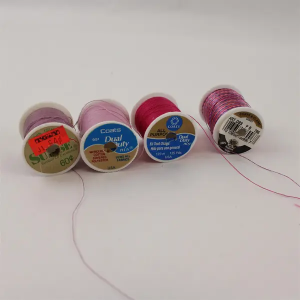 Lot of 9 Sewing Thread Spools Pink Purple Teal Gray Mixed Color Assortment