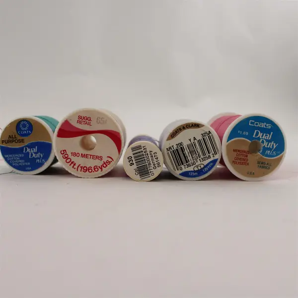 Lot of 9 Sewing Thread Spools Pink Purple Teal Gray Mixed Color Assortment